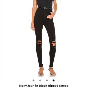Dr. Denim Moxy Jeans in Black Ripped Knee